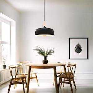 Black Pendant Light: Olena Pendant Light 1Lt Matt Black, Matt White