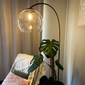 Lamps: Over Arc Floor Lamp Large in Black or Antique Brass