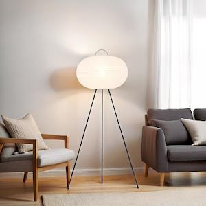 Lamps: Mika Floor Lamp in Matt Black & White