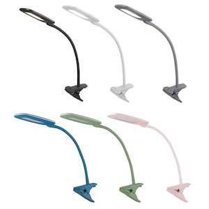 Lamps: Bryce 4.8w LED Clamp Lamp in Black, Grey, White, Blue, Green or Pink