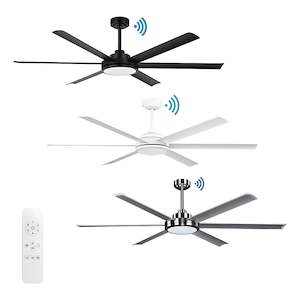 Ceiling Fans: 65” Albatross II Smart DC Ceiling Fan Black, White, Brushed Nickel with Light MDCAX+MDCAB160X+MDCALKITX Martec Lighting