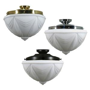 Ceiling Lighting: Empire 14" DIY Batten Fix in Brass, Chrome, Patina Black with Opal Matt Glass