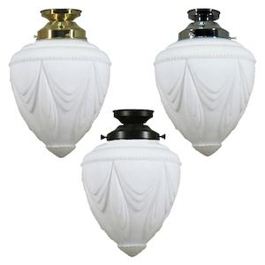 Ceiling Lighting: Empire 8" DIY Batten Fix in Brass, Chrome, Patina Black with Opal Matt Glass