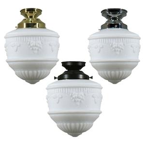 Ceiling Lighting: Senator 8" DIY Batten Fix in Brass, Chrome, Patina Black with Opal Matt Glass