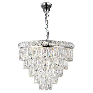Emporia 5 Tier Pendant Light 8Lt in Chrome and Crystal