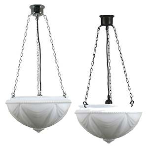 Empire 14" 3 Chain Pendant Light in Chrome, Patina Black with Opal Matt Glass