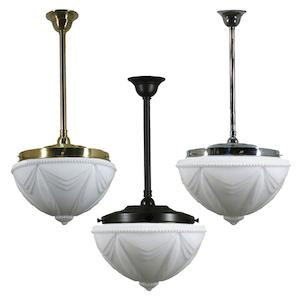 Empire 14" Rod Pendant Light in Brass, Chrome, Patina Black with Opal Matt Glass