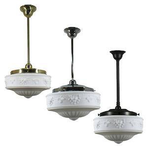 Chrome Pendant Light: Senator 11" Rod Pendant Light in Brass, Chrome, Patina Black with Opal Matt Glass