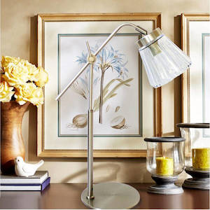 Finnie Table Lamp 1xE27 in Chrome with Glass Shade Lexi Lighting - LL-27-0085