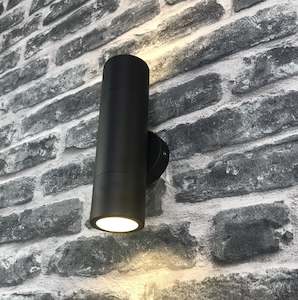 LED Matt Black Up Down Outdoor Wall Light IP65 Aluminium Powder Coated