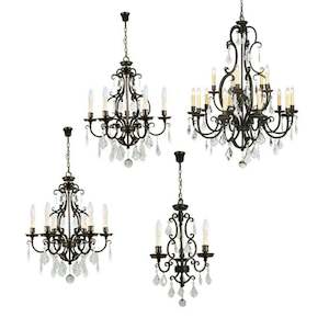 Louis 15th Crystal Pendant with 5, 6, 15 or 24 Light in Bronze Lighting inspirat&hellip;