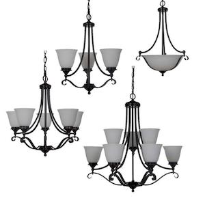 Federation Lights: Dallas Chain Pendant in 2, 3, 5 or 9 Light w/ Bronze Colour