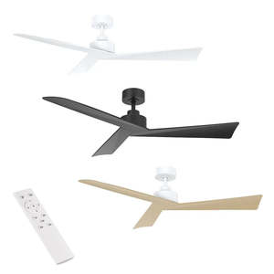 Ceiling Fans: 52" Bronte DC Ceiling Fan White, Black, White/Oak, Black/Walnut 550704X Vencha Lighting