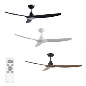 Ceiling Fans: 60" Skyfan DC Ceiling Fan Black, White, Teak, Light Oak with Light SKY1503-L Ventair