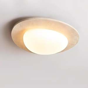 Ceiling Lighting: Thalos Oyster Light in Natural Stone