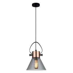 Smoked Glass Pendant Light: Fumoso Copper Plate Pendant Light w/ Smoke Glass (3 Styles)