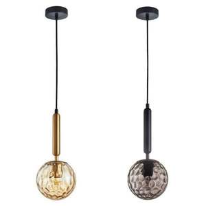 Smoked Glass Pendant Light: Trattino Pendant Light in Bronze Amber Glass or Black Smoke Glass