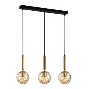 Smoked Glass Pendant Light: Trattino Bar Pendant Light 3Lt in Bronze Amber Glass or Black Smoke Glass