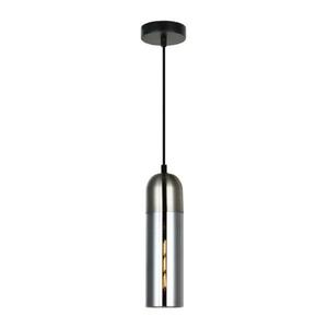 Smoked Glass Pendant Light: Pastille Pendant Light Round Top Cylinder in Satin Chrome or Antique Brass