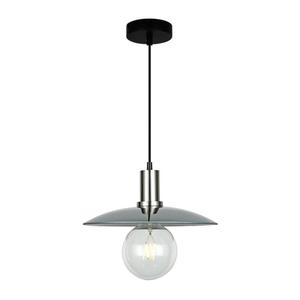 Smoked Glass Pendant Light: Chapeau Coolie Pendant Light in Satin Chrome or Antique Brass