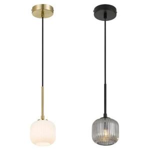 Smoked Glass Pendant Light: Bobo LED Pendant Light in Antique Gold/Opal Matt or Black/Smoke