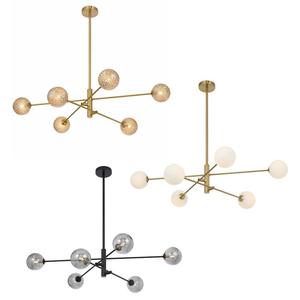 Glass Globe Pendant Lights: Gaston Pendant Light 6Lt in Antique Gold, Black