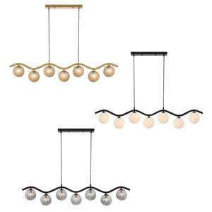 Glass Globe Pendant Lights: Orton Pendant Light 7Lt in Antique Gold, Black