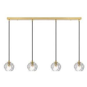 Glass Globe Pendant Lights: Zaha Bar LED Pendant Light 4Lt w/ Crystal Glass in Antique Gold or Chrome