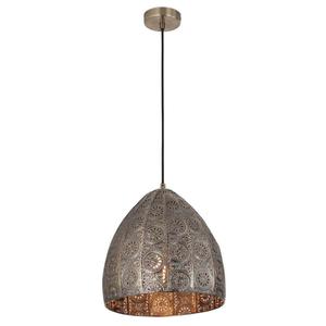 Nickel Pendant Lights: Sari Pendant Light Embossed Ellipse in Aged Brass or Chrome