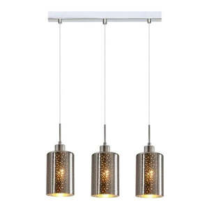 Espejo interior Bar Pendant Light 3Lt in Chrome or Rose Gold Glass with Dotted Effect