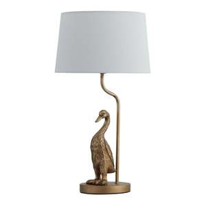 Peyton Quirky Duck, Iron and Resin Table Lamp - Pewter, Cream Fabric Shade, 470m&hellip;