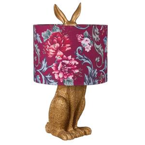 Caroline Charming Thistle, Resin Table Lamp - Gold, Red Floral Cloth Shade, 450m&hellip;