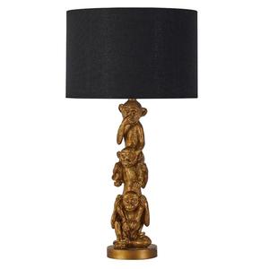 Lucy Sophisticated Three Monkey, Resin Table Lamp - Gold, Black Cloth Shade, 520&hellip;