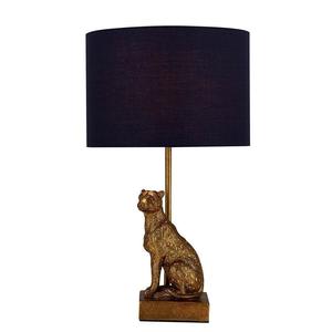 Sadie Leopard Table Lamp - Copper, Navy fabric Shade, 390mm High, PL0104