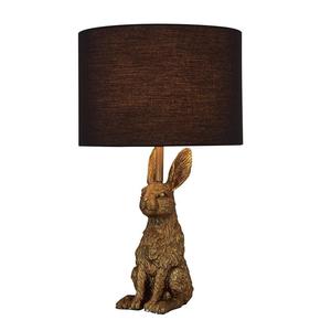Scarlett Bunny Table Lamp - Gold Base, Black Fabric Shade, 390mm High, PL0127