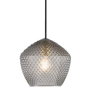 Orbiform Pendant Light in Grey and Smoked Glass