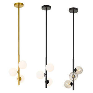 Moran Pendant Light 3Lt in Antique Gold/Opal, Black/Opal or Black/Smoke