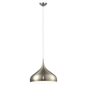 Nickel Pendant Lights: Zara Dome Shape Pendant Light Large in Satin Nickel
