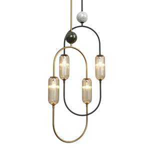 Clip LED Pendant Light 2Lt in Aged Gold/Green Marble, Matt Black/White Marble or&hellip;