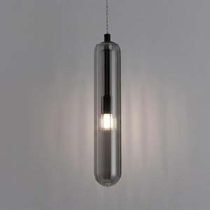Smoked Glass Pendant Light: Siena Smoke Glass Pendant Light in Black