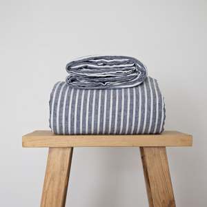 Chambray Stripe Linen Flat Sheet