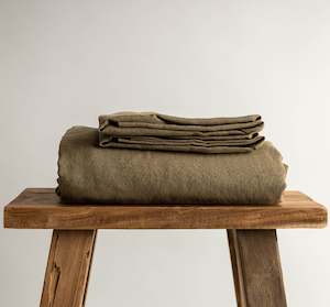 Flat sheet: Light Olive Linen Fitted Sheet
