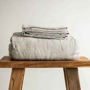 Linen Flat Sheets: Pinstripe Linen Flat Sheet