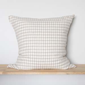 Natural Gingham: Natural Gingham Linen European Pillowcases - Pair