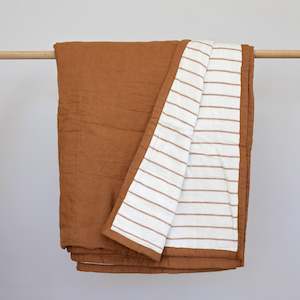 Caramel and Stripe Linen Quilt