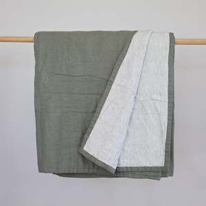 quilt: Moss and Pinstripe Linen Quilt