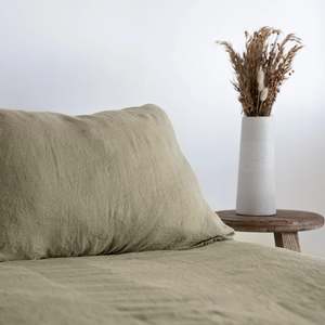 Duvet Covers: Olive Linen Duvet Cover