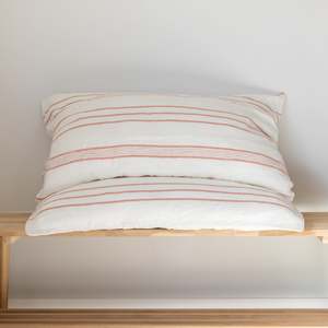 Pillowcases: Rust Stripe Linen Pillowcases - Pair