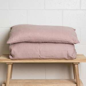 Dusky Pink Linen Pillowcases - Pair