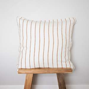 Linen Cushion Covers: Caramel Stripe Linen Cushion Cover